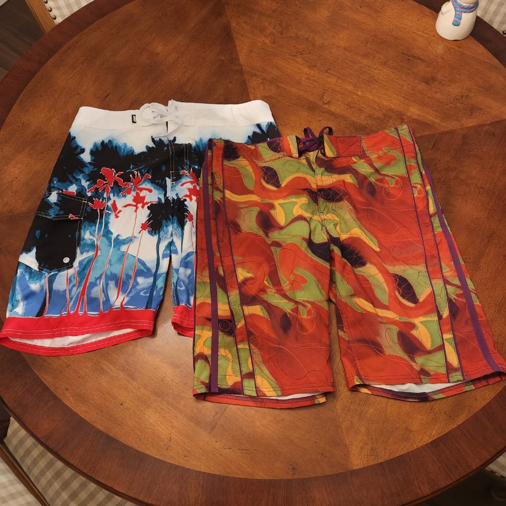 Two pairs of Vast board shorts,  Men's 34